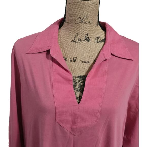 Ralph Lauren Rose Pink V-Neck Cotton Tunic‎ Plus Size 2X - Picture 2 of 6